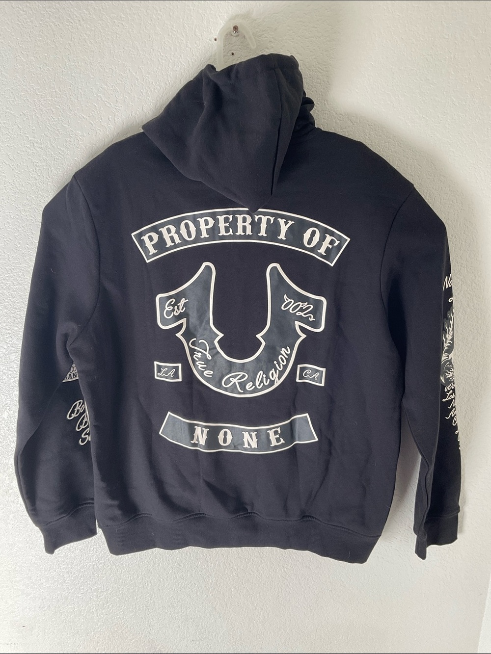 True Religion Men’s Black Graphic Zip-Up Hoodie Size XL - Picture 3 of 7